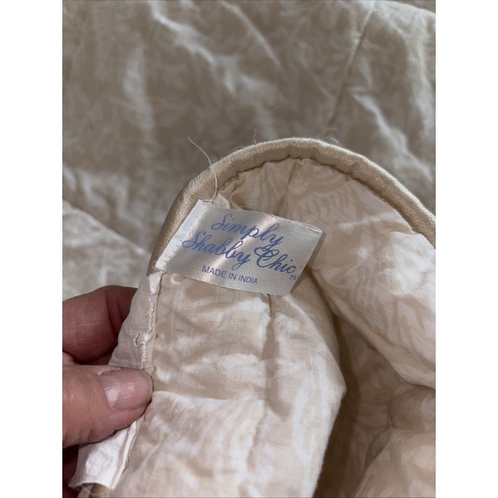 Simply Shabby Chic floral QUEEN Quilt  Reversable  blanket tan white